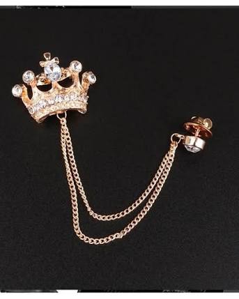 Golden Crown Chain Brooch Lapel Pin Pakistan