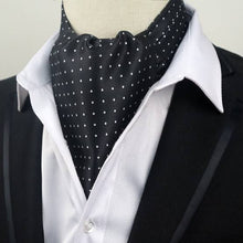 Load image into Gallery viewer, Black Polka Dots ascot cravat tie silk neck scarf for men in pakistan