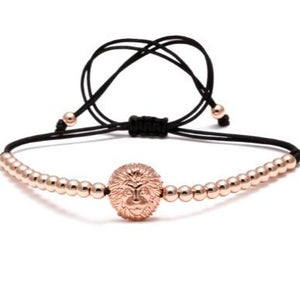 Rose Gold Lion Head Beads Bracelet