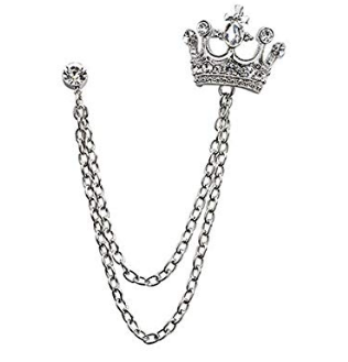 Silver Crown Chain Brooch Lapel Pin Pakistan