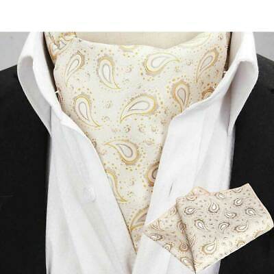 Ivory off white floral paisley ascot cravat tie neck scarf for men in pakistan
