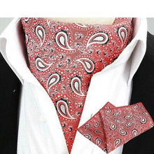 Load image into Gallery viewer, Carrot Red Pink floral paisley ascot cravat tie neck scarf for men in pakistan