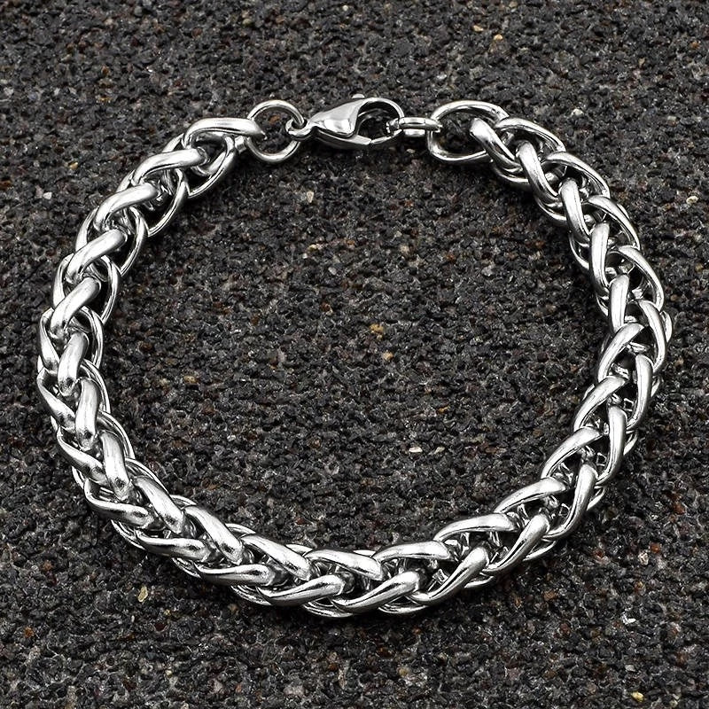 silver wheat link chain bracelet for men online in Pakistan