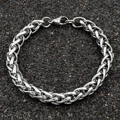 silver wheat link chain bracelet for men online in Pakistan