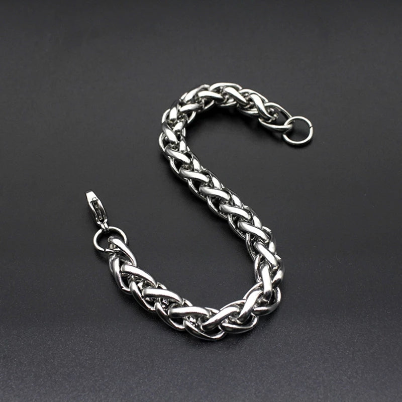 silver wheat link chain bracelet for men online in Pakistan