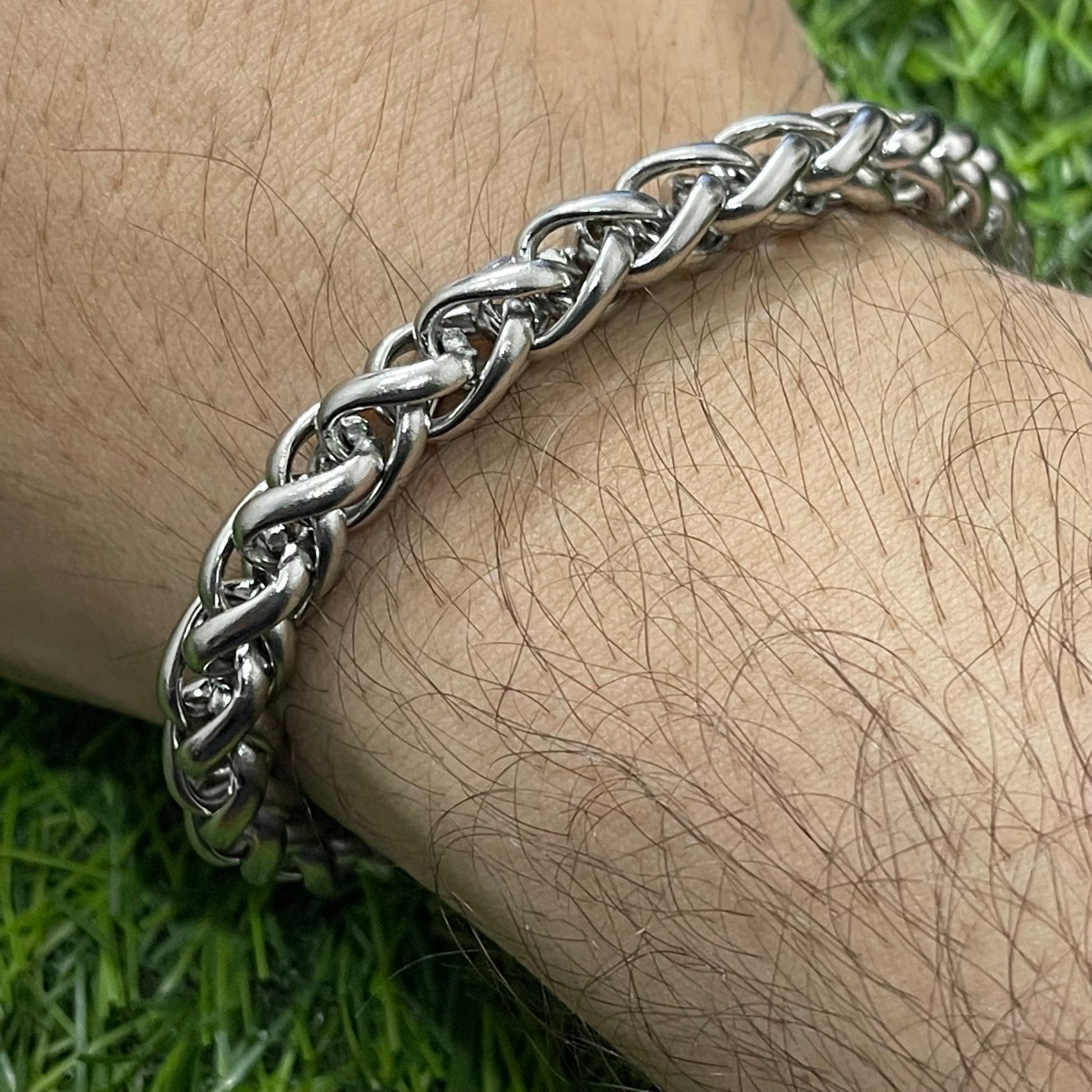 silver wheat link chain bracelet for men online in Pakistan
