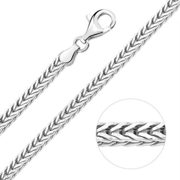 3mm Silver Square Franco Neck Chain For Men